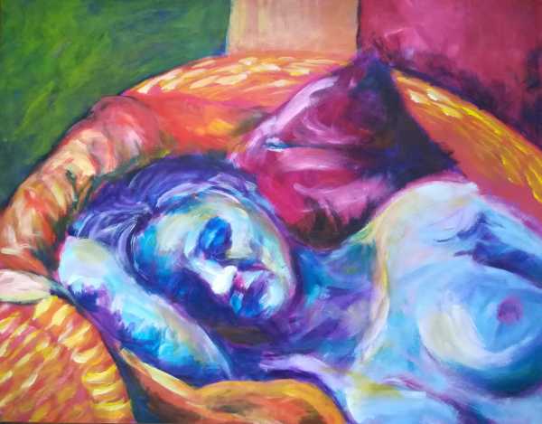 Schilderij slapende vrouw
